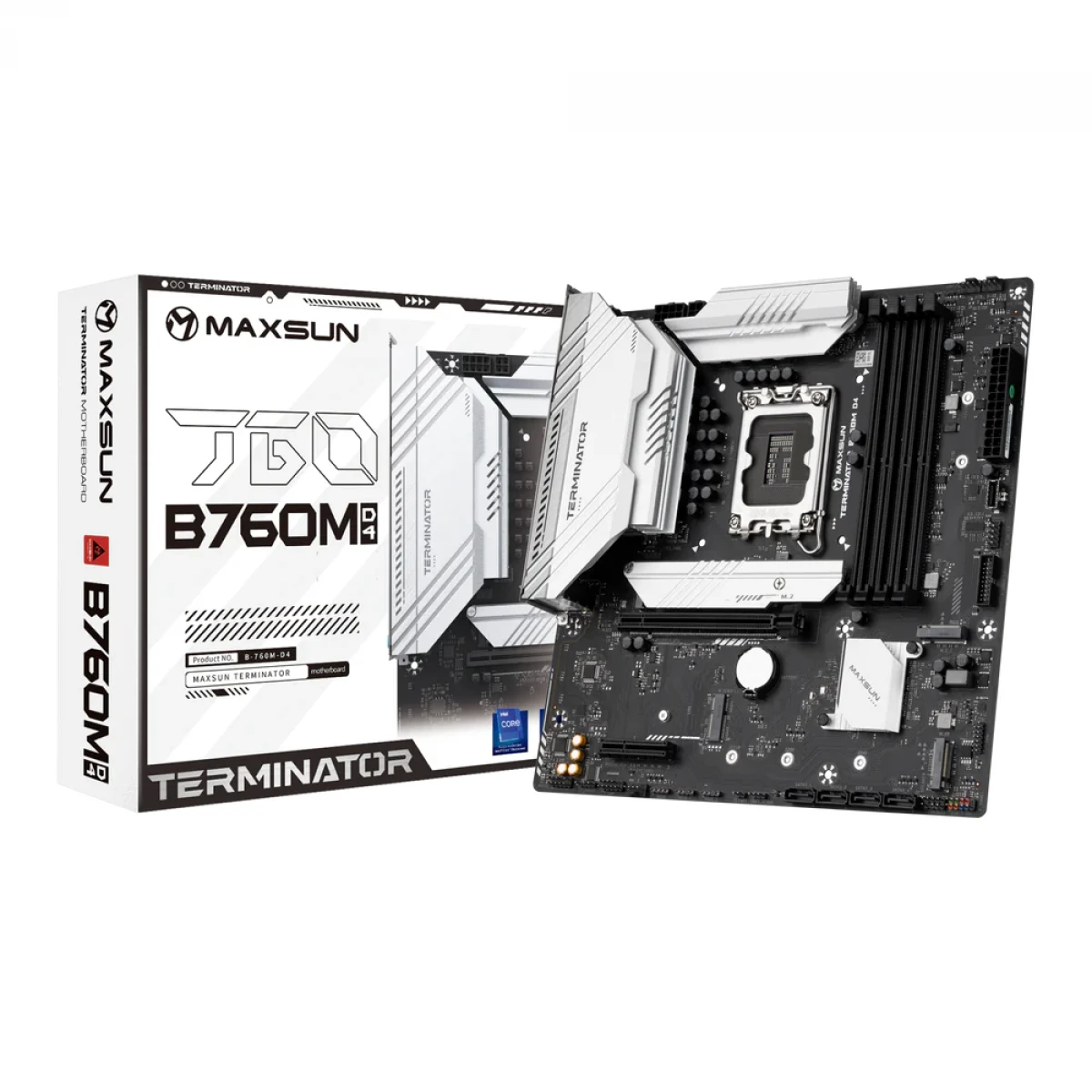 Материнская плата MaxSun Terminator B760M D4 V2, LGA1700, 4xDDR4, 4xSATA, 3xM.2, HDMI+DP, mATX