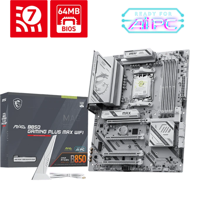 Материнская плата MSI MAG B850 GAMING PLUS MAX WIFI AM5 B850 4xDDR5 4xSATA RAID 3xM.2 1xDP ATX
