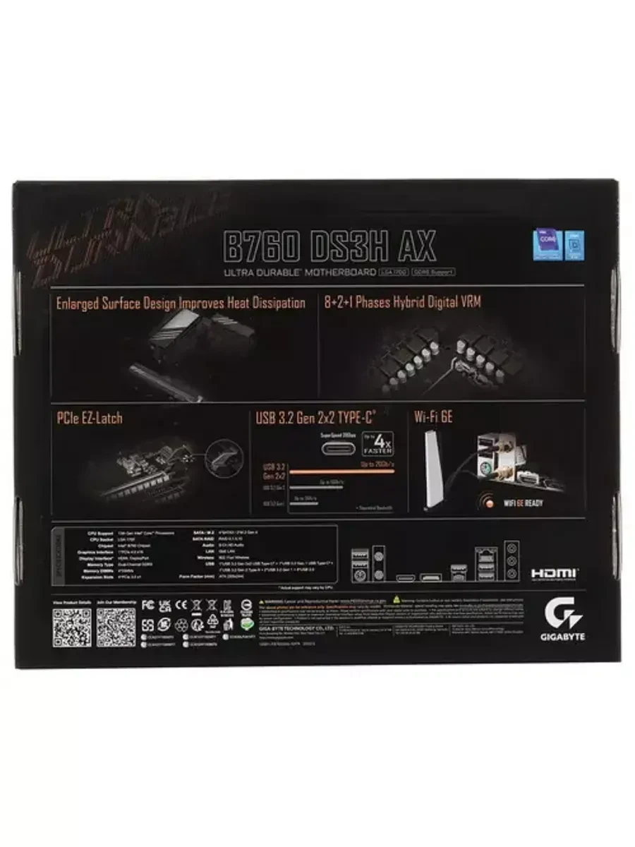 Материнская плата Gigabyte B760 DS3H AX, LGA1700, DDR5, ATX — 3