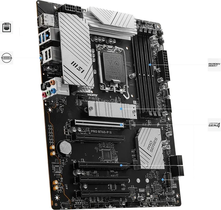 Материнская плата MSI PRO B760-P II, LGA1700, DDR5, ATX — 2