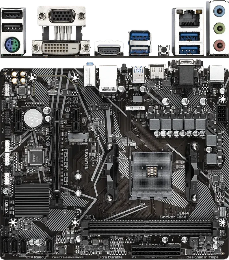 Материнская плата Gigabyte A520, AM4, DDR4, mATX — 3