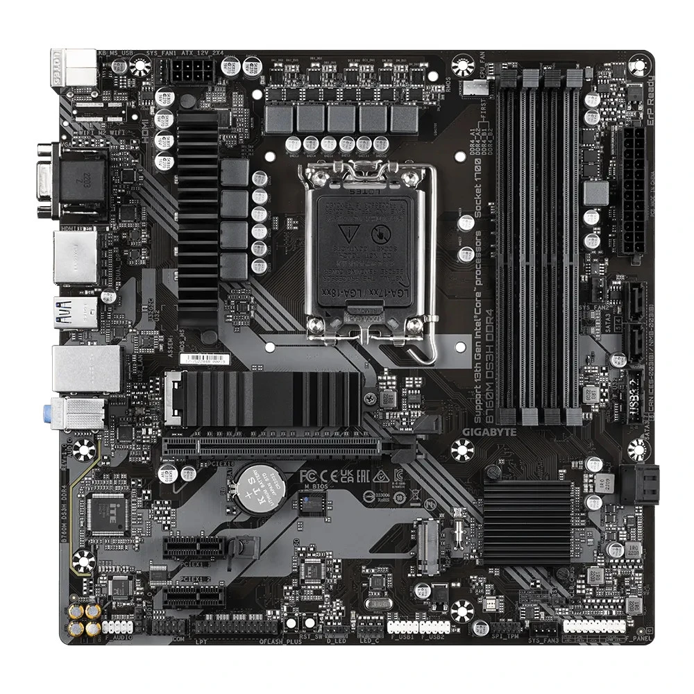 Материнская плата Gigabyte B760M DS3H, LGA1700, DDR4, mATX — 2
