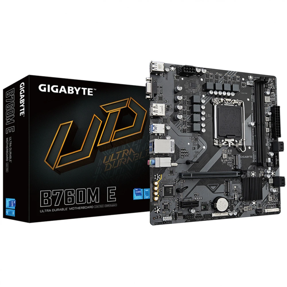 Материнская плата GIGABYTE B760M E, LGA1700, DDR5, mATX — 2
