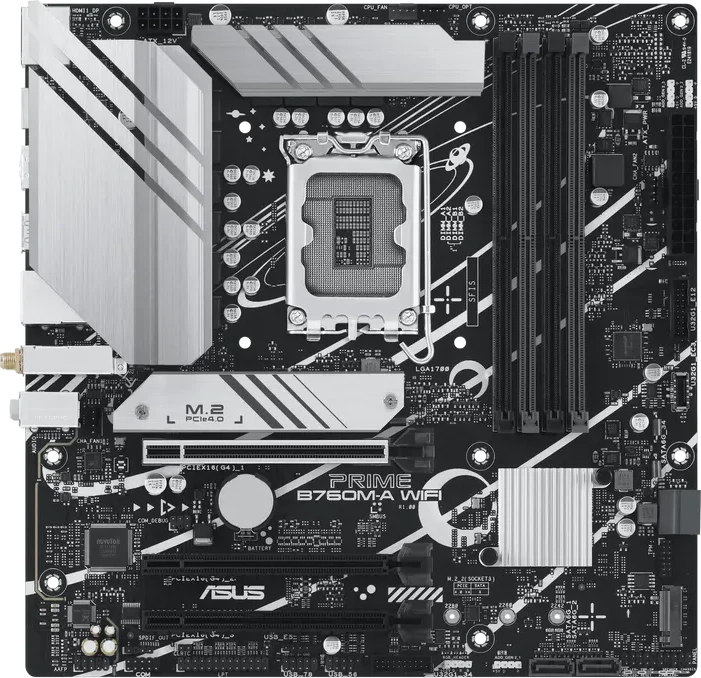 Материнская плата ASUS PRIME B760M-A WIFI, mATX, Socket1700, DDR5