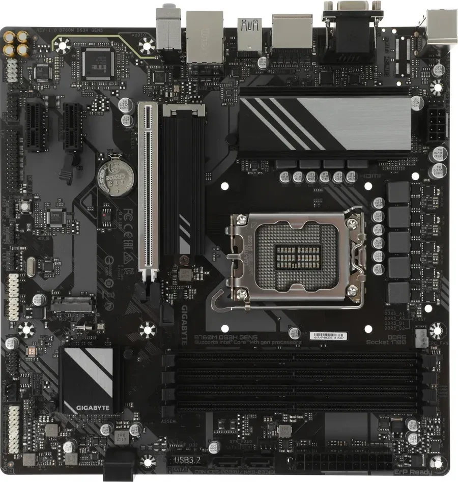 Материнская плата Gigabyte B760M DS3H GEN5, LGA1700, DDR5, mATX