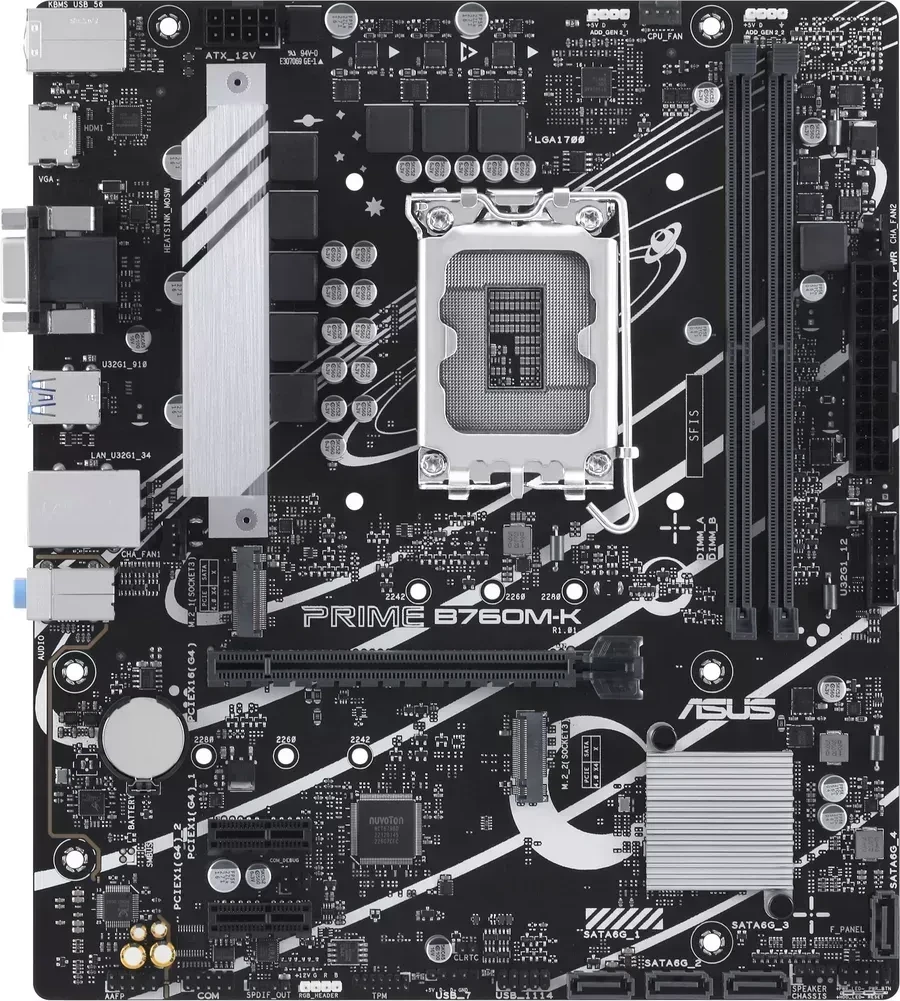 Материнская плата ASUS PRIME B760M-K, mATX, Socket1700, DDR5 — 2