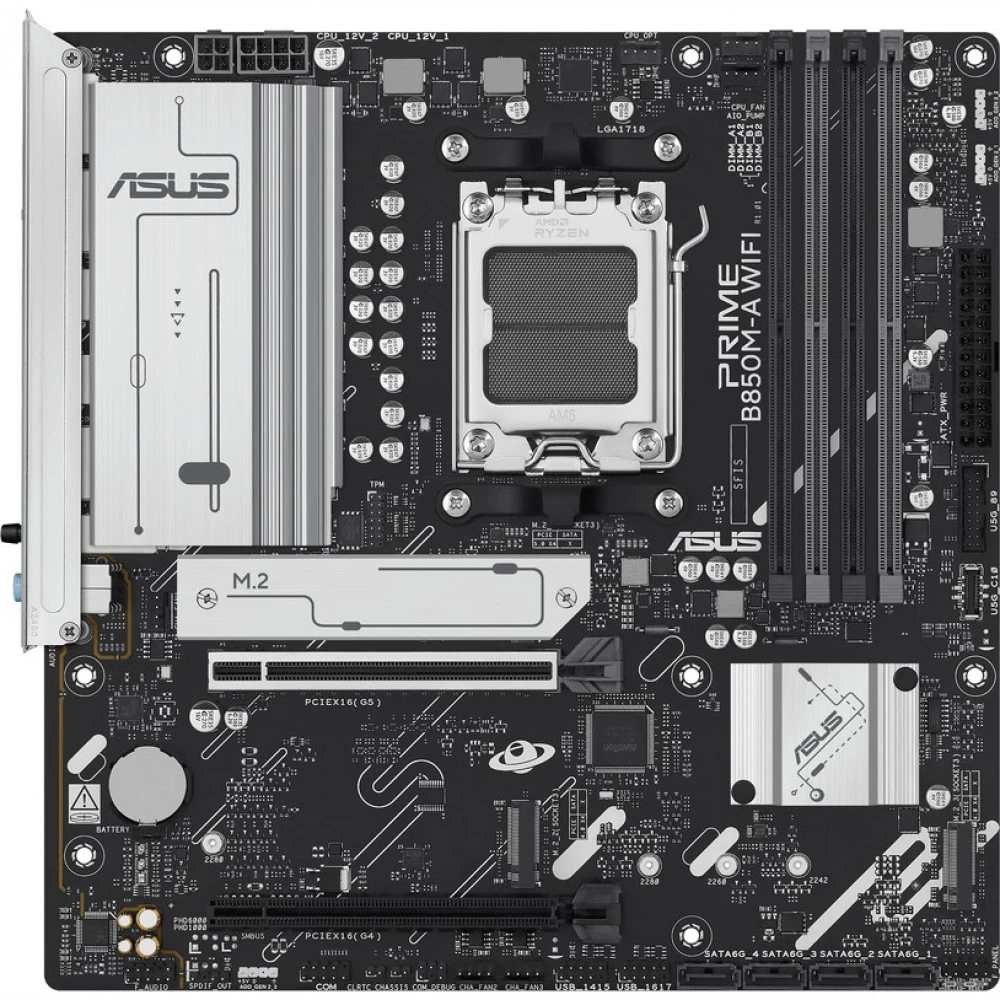 Материнская плата ASUS PRIME B850M-A WIFI, AM5, mATX, DDR5 — 5