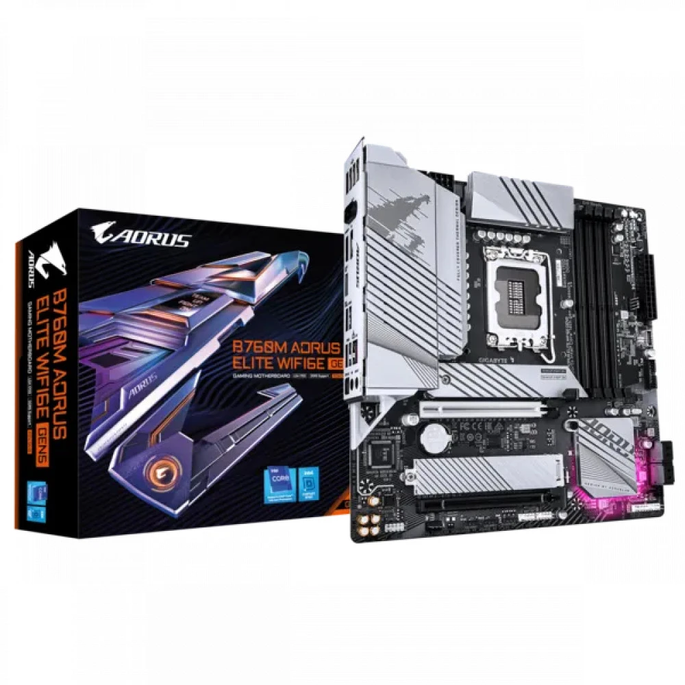Материнская плата Gigabyte B760M AORUS ELITE WIFI6E GEN5, LGA1700, 4xDDR5, mATX — 3