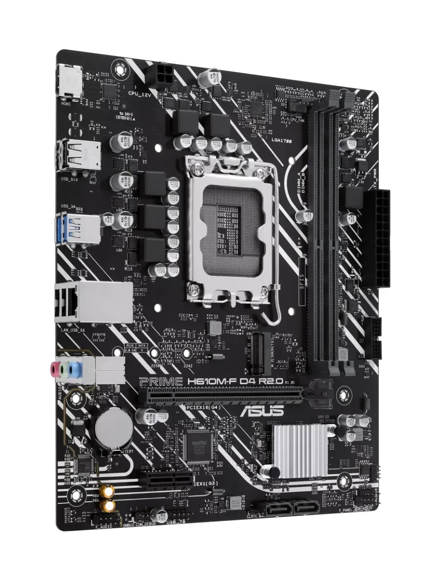 Материнская плата ASUS PRIME H610M-F D4 R2.0, LGA1700, DDR4, mATX — 3