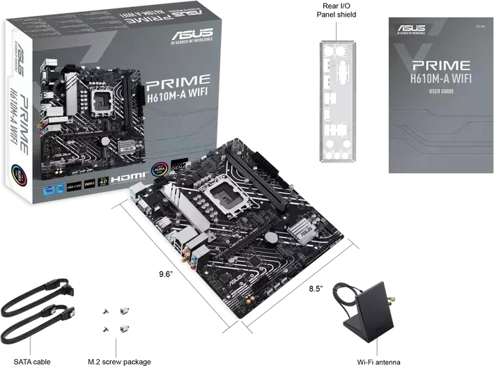 Материнская плата ASUS PRIME H610M-A WIFI, LGA1700, mATX, DDR5 — 2