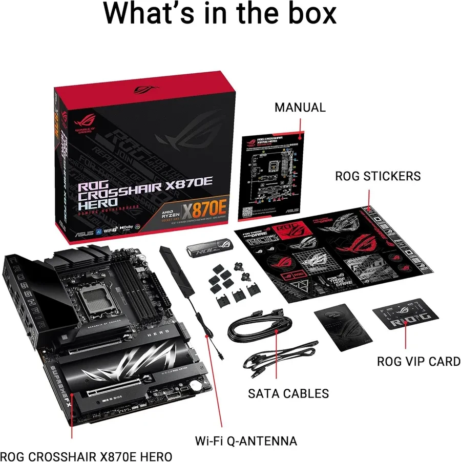 Материнская плата ASUS ROG CROSSHAIR X870E HERO, AM5, ATX, DDR5 — 3