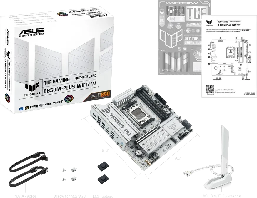 Материнская плата ASUS TUF B850M-PLUS WIFI7 W, AM5, mATX, DDR5