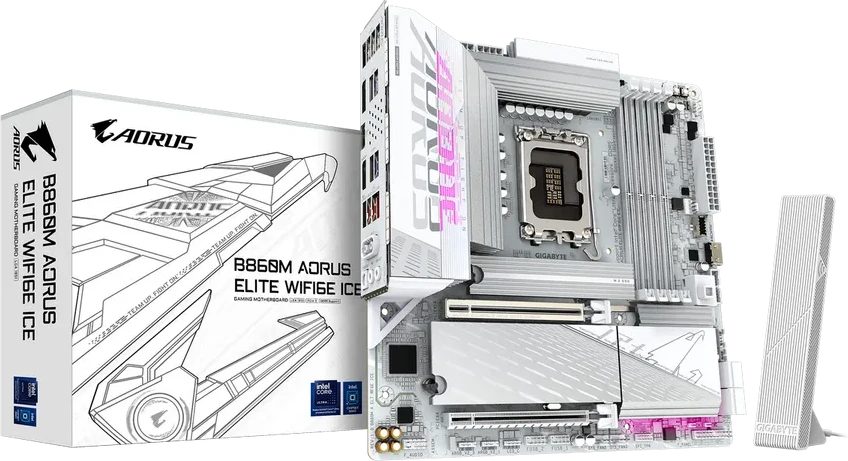 Материнская плата Gigabyte B860M AORUS ELITE WiFi6E ICE, LGA1851, mATX, DDR5