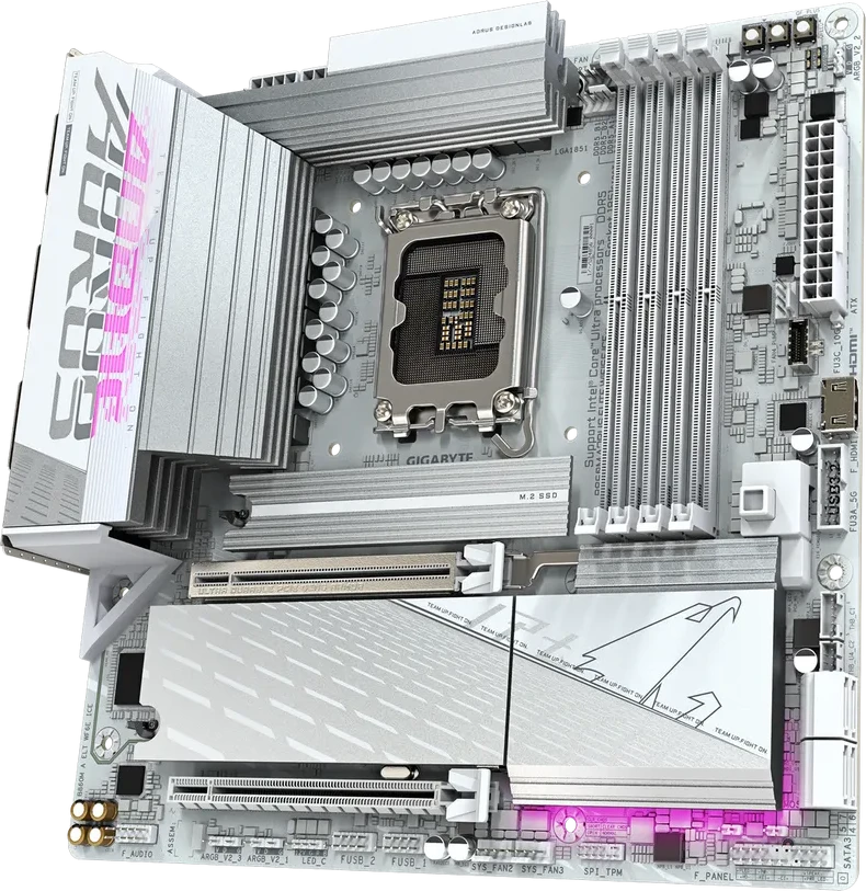 Материнская плата Gigabyte B860M AORUS ELITE WiFi6E ICE, LGA1851, mATX, DDR5 — 2