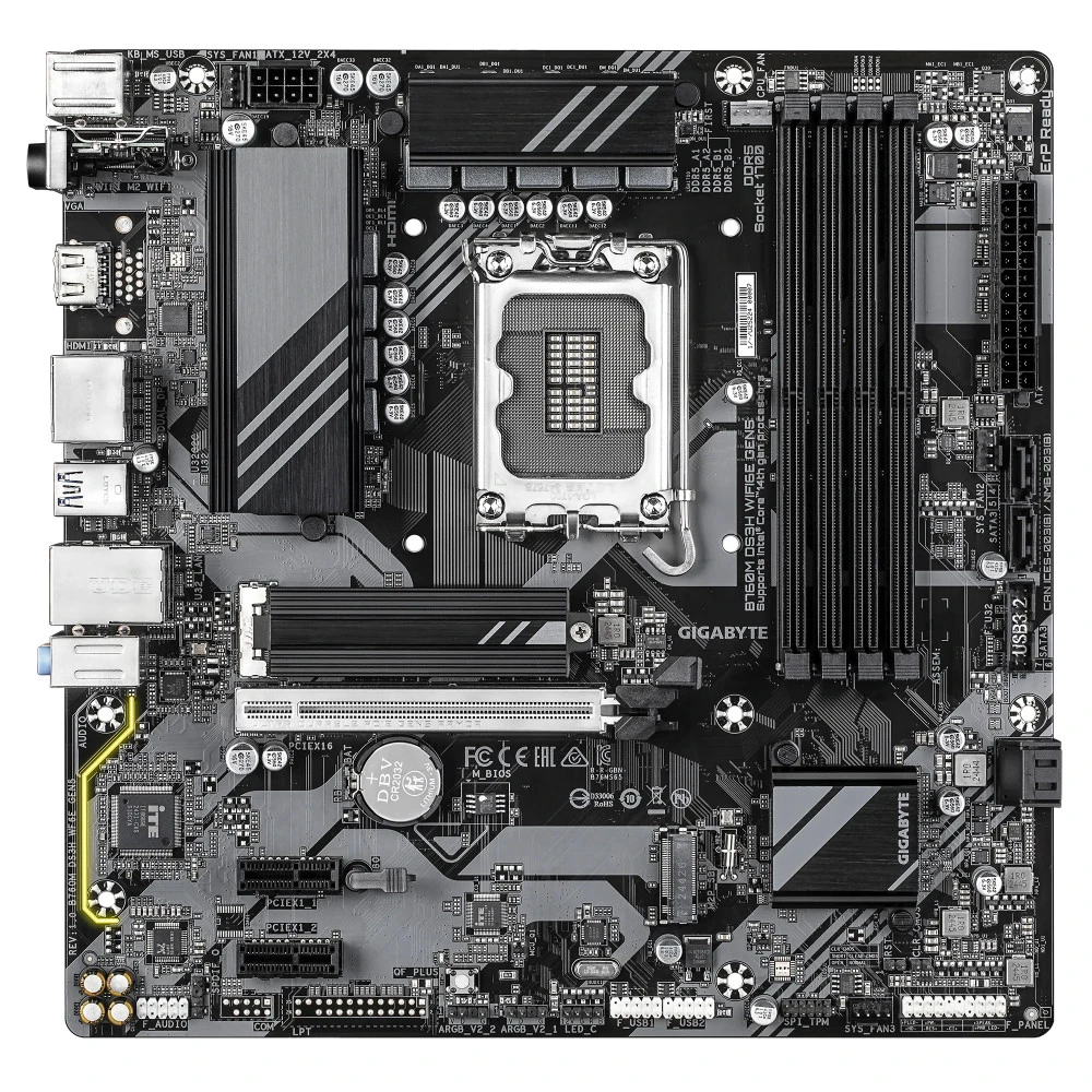 Материнская плата GIGABYTE B760M DS3H WF6E GEN5, LGA1700, 4xDDR5, PCIe5.0, HDMI+2xDP, 2xM.2, mATX — 4