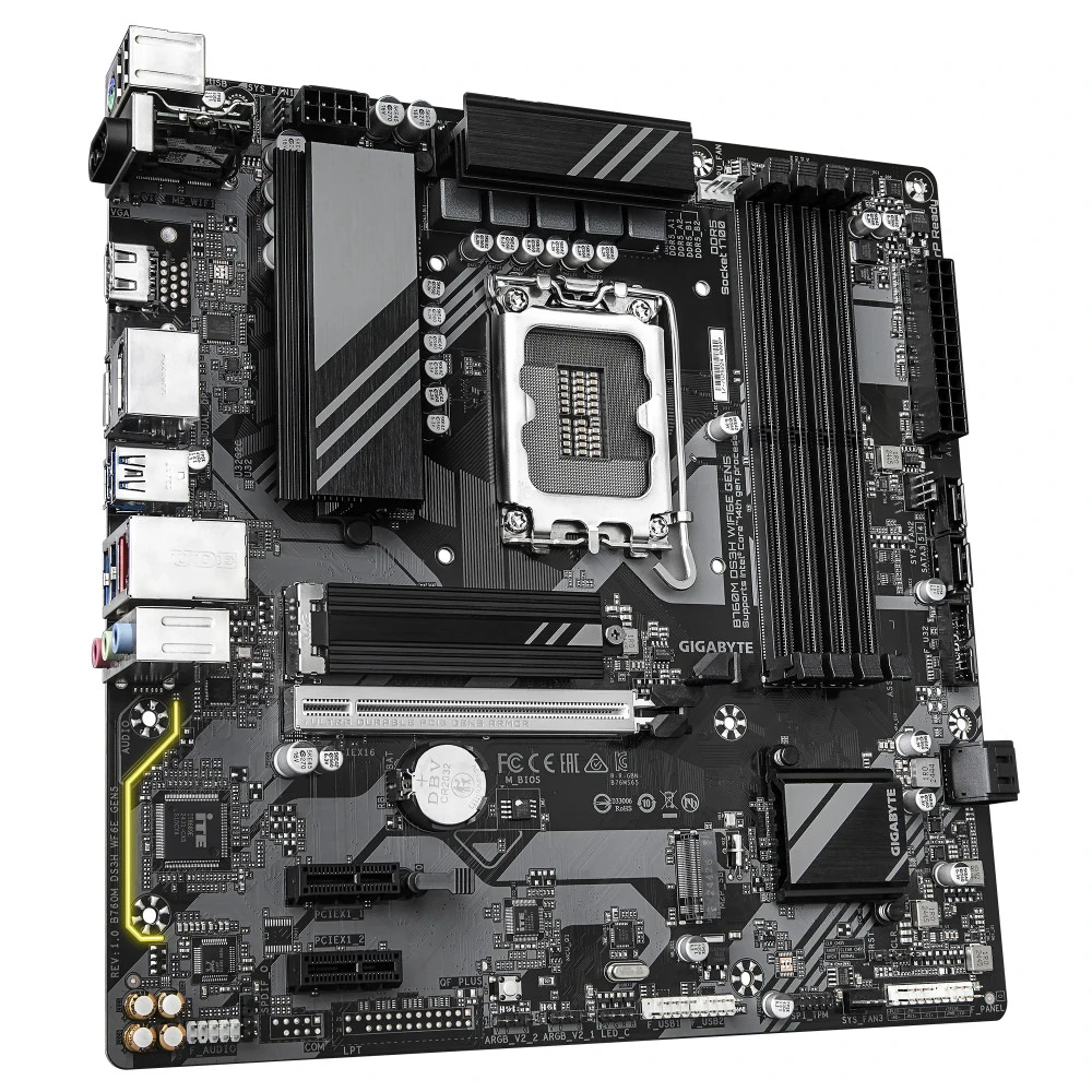 Материнская плата GIGABYTE B760M DS3H WF6E GEN5, LGA1700, 4xDDR5, PCIe5.0, HDMI+2xDP, 2xM.2, mATX — 5