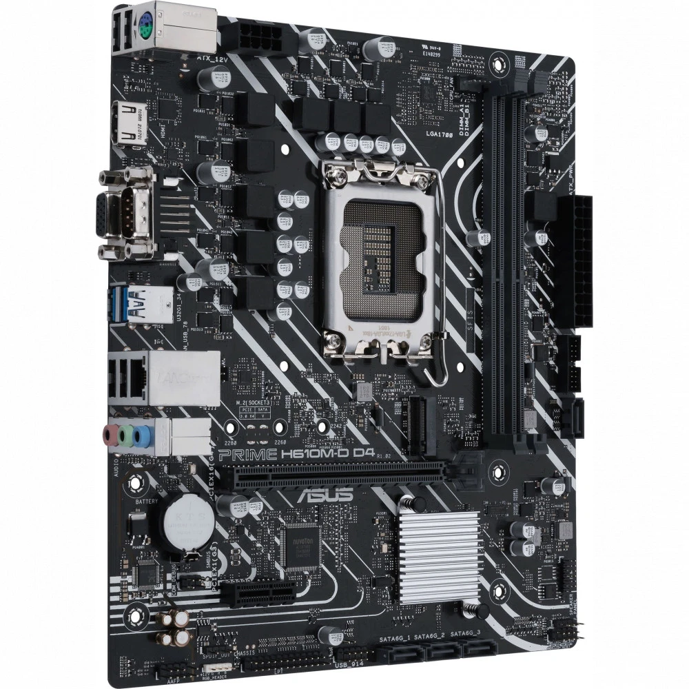 Материнская плата ASUS PRIME H610M-D D4, LGA1700 2xDDR4 4xSATA3 M.2 D-Sub HDMI COM mATX — 2