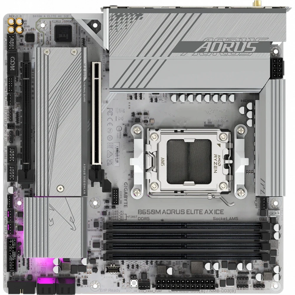 Материнская плата GIGABYTE B650M A ELITE AX ICE, AM5, B650, PCIe4.0, HDMI+DP, 4xDDR5, 2.5GLAN, mATX — 4
