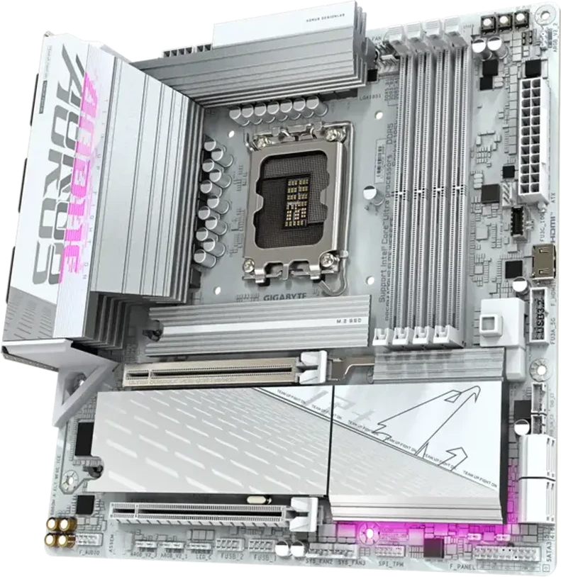 Материнская плата GIGABYTE B860M AORUS ELITE WIFI6E ICE, LGA1851, 4xDDR5, 2xHDMI+DP, 3xM.2, mATX