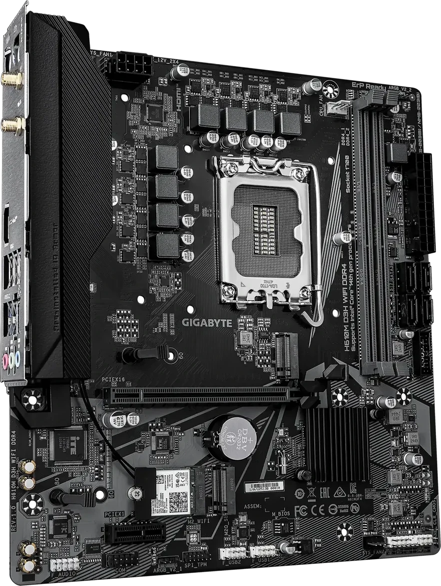 Материнская плата GIGABYTE H610M D3H WIFI DDR4, LGA1700, H610, 2xDDR4, PCIe4.0, 1xHDMI, 2xM.2, mATX — 4
