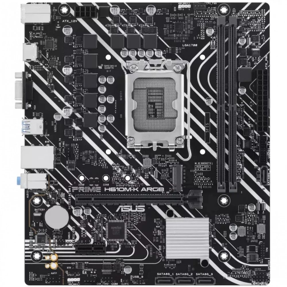 Материнская плата ASUS PRIME H610M-K ARGB, LGA1700 2xDDR5 4xSATA3 M.2 VGA HDMI mATX — 5