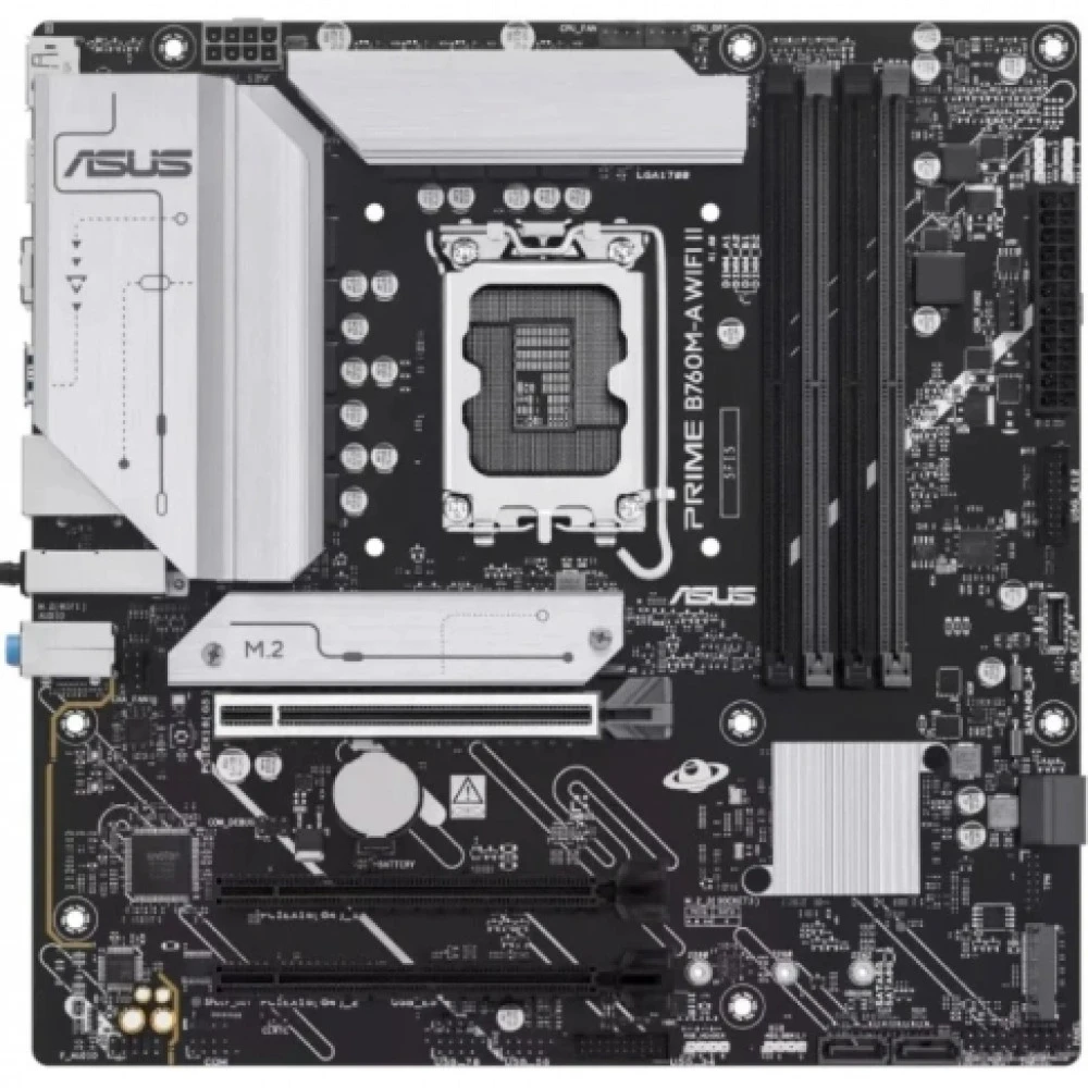 Материнская плата ASUS PRIME B760M-A WIFI II, LGA1700 4xDDR5 4xSATA3 2xM.2 RAID 1xHDMI 1xDP mATX — 2