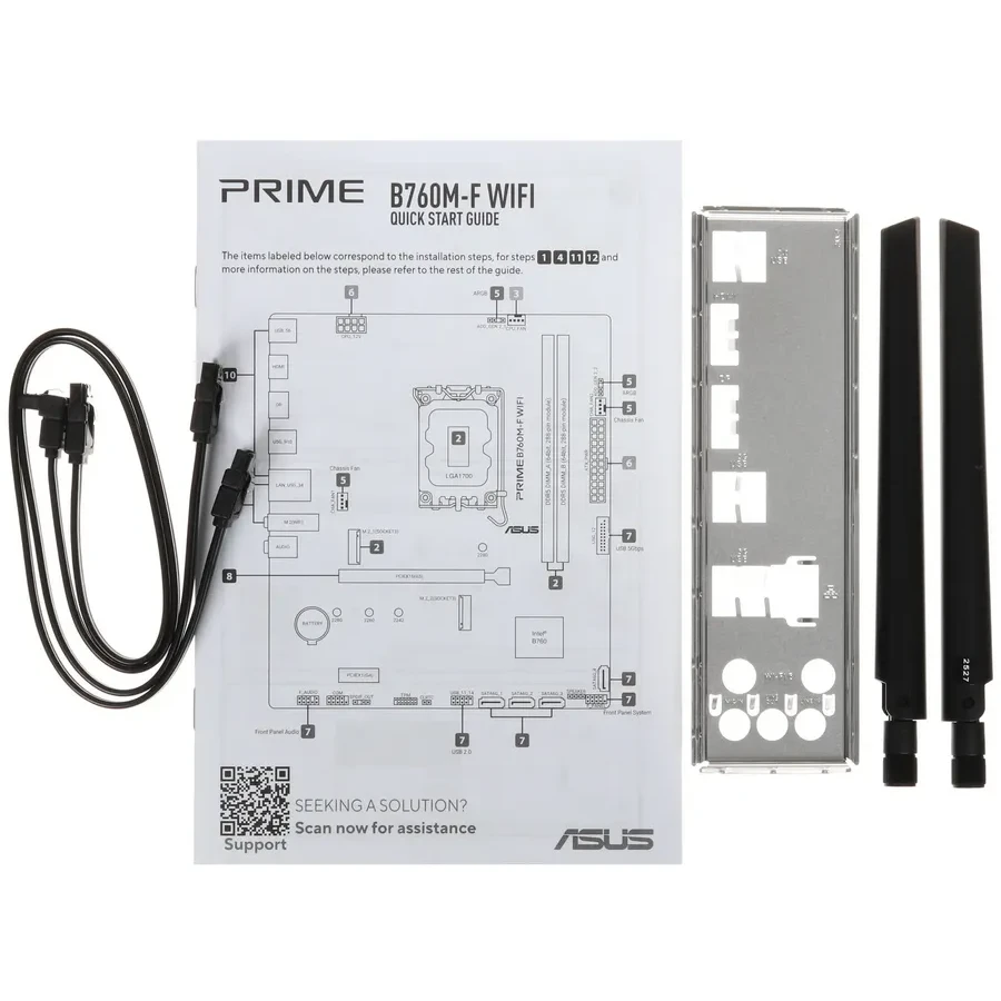 Материнская плата ASUS PRIME B760M-F WIFI, LGA1700 B760 2xDDR5 4xSATA3 2xM.2 RAID 1xHDMI 1xDP mATX — 5