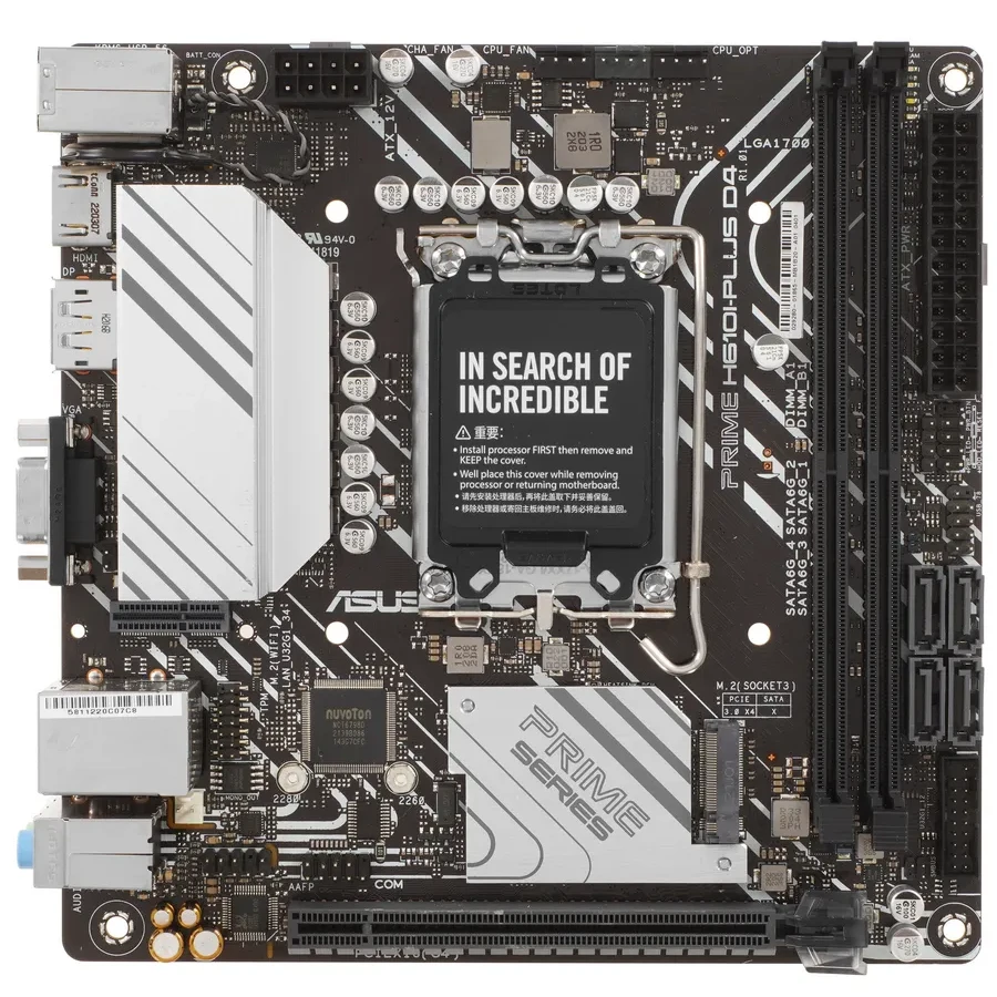 Материнская плата ASUS PRIME H610I-PLUS-CSM, LGA1700 H610 2xDDR5 4xSATA3 1xM2 D-Sub HDMI DP mITX