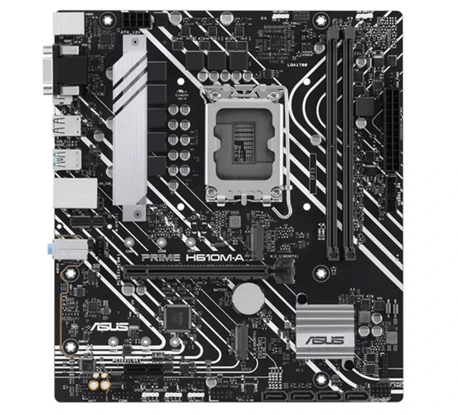 Материнская плата ASUS PRIME H610M-A R2.0, LGA1700 H610 2xDDR5 4xSATA3 2xM.2 D-Sub HDMI DP mATX — 2
