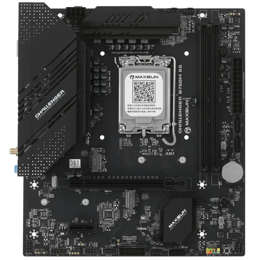 Материнская плата MaxSun Challenger B760M D5 WIFI, LGA1700, 2xDDR5, 3xSATA, 2xM.2, HDMI+VGA, mATX — 2