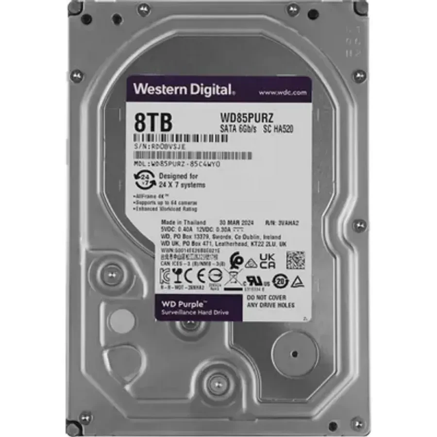 Жесткий диск Western Digital Purple 8TB HDD 5640rpm видеонаблюдение