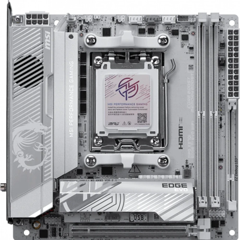 Материнская плата MSI MPG X870I EDGE TI EVO WIFI AM5 2xDDR5 2xSATA3 RAID M.2 HDMI 3xType-C mITX — 2