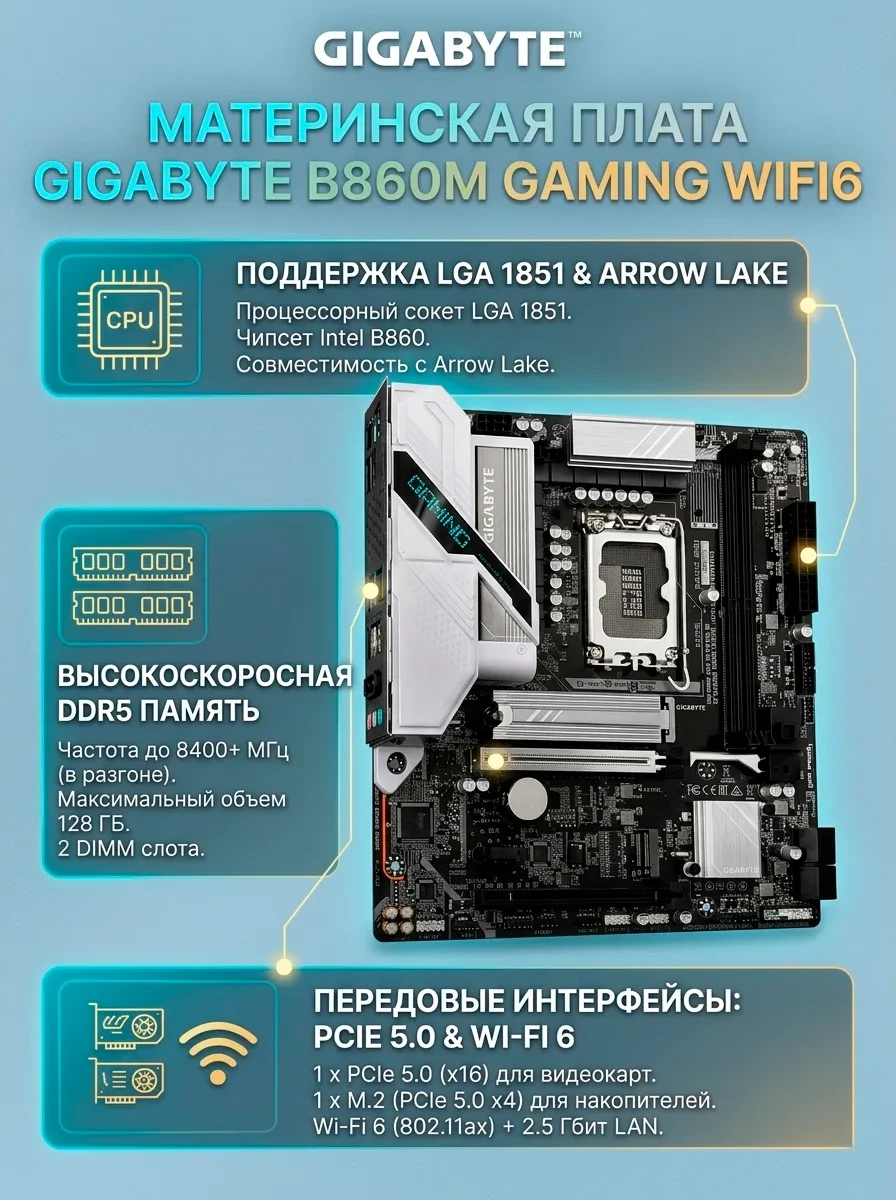 Материнская плата Gigabyte B860M GAMING WIFI6