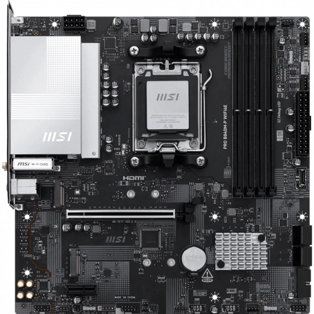 Материнская плата MSI PRO B840M-P WIFI6E AM5 4xDDR5 4xSATA3 RAID 2xM.2 HDMI Type-C mATX — 5
