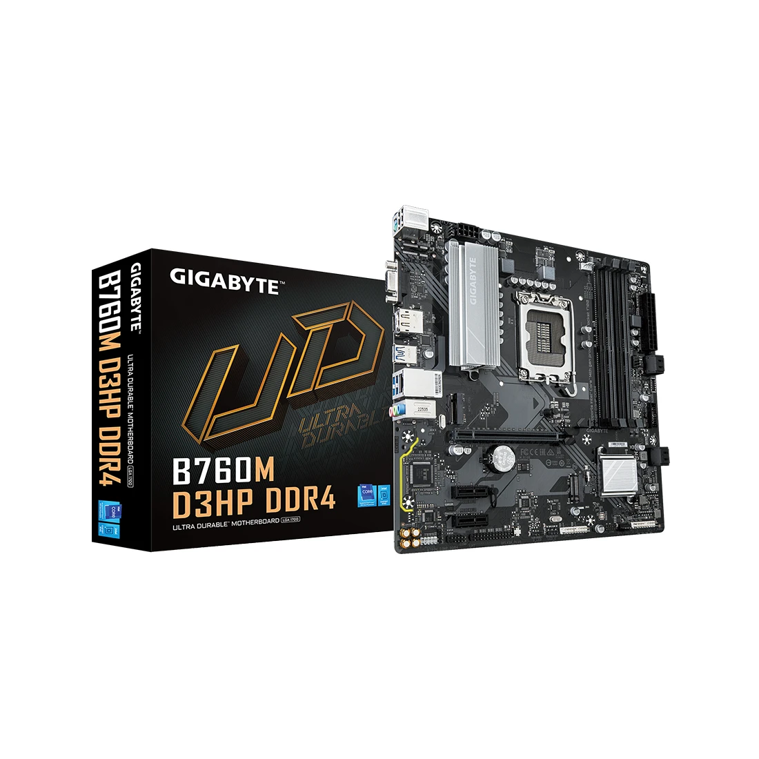 Материнская плата MB Socket1700, MATX, iB760 (VGA+DP+HDMI), Gigabyte B760M D3HP DDR4, 4DDR4, 1PCIx16, 2PCIx1