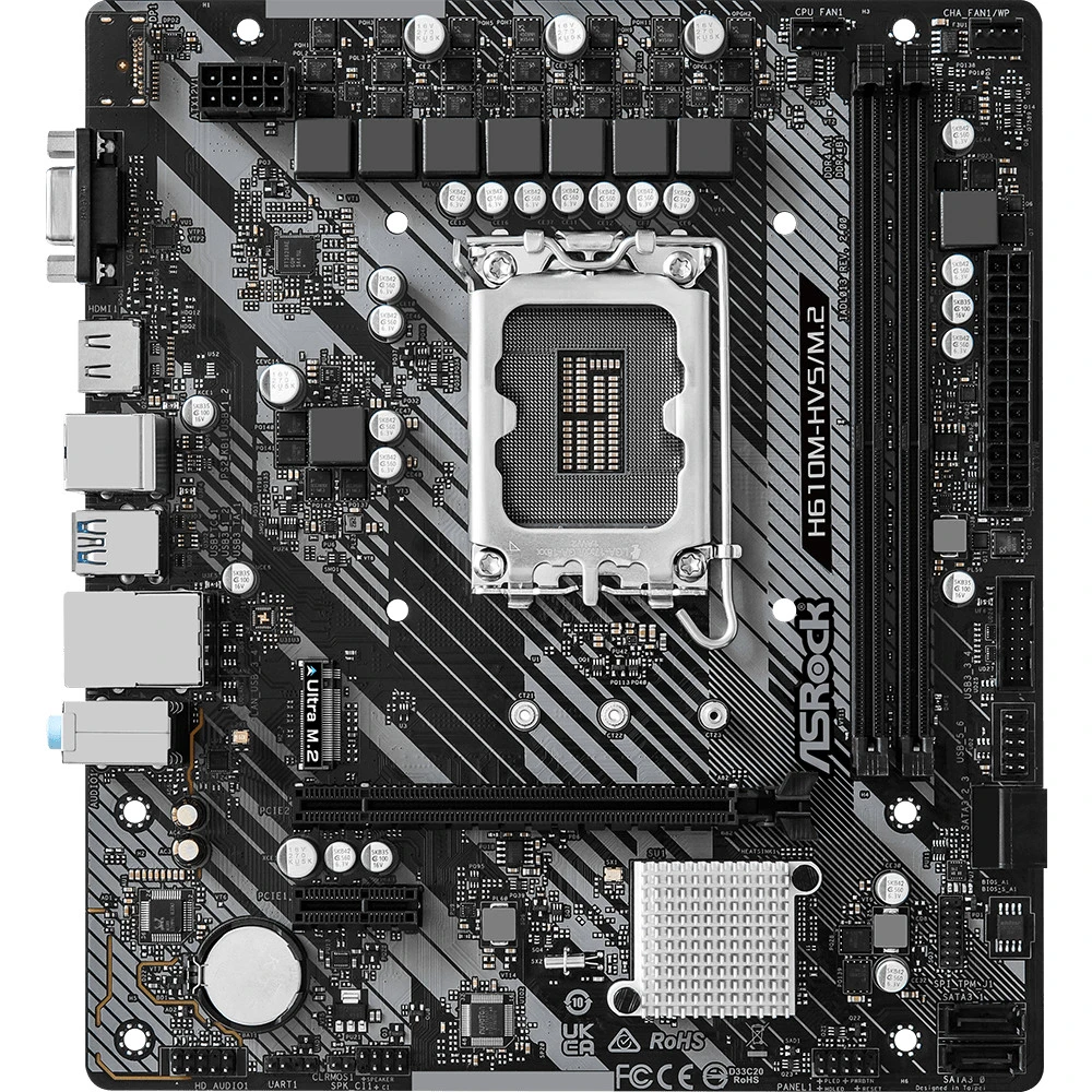 Материнская плата ASRock H610M-HVS/M2 R2.0, LGA1700 — 2