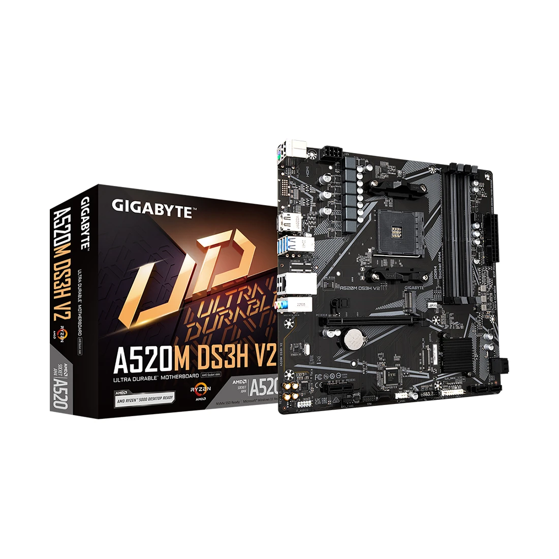 Материнская плата Gigabyte A520M DS3H V2 (REV1.0), AM4