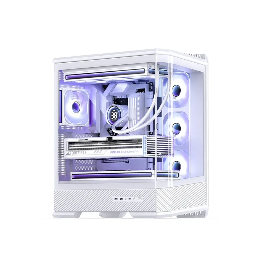 Корпус Jonsbo D400, Mid-Tower, ATX/M-ATX, закаленное стекло, белый