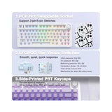 Клавиатура AULA F75, White+Blue+Purple, mechanical, Gray Wood V3, EN/RU/KZ, 2.4/BT/USB-C