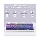 Клавиатура AULA F75, White+Blue+Purple, mechanical, Gray Wood V3, EN/RU/KZ, 2.4/BT/USB-C — 2