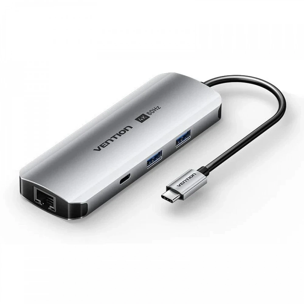 Докстанция Vention TQMHB <USB-C to HDMI/USB-C Gen 1/USB 3.0 x 2/RJ45/SD/TF/TRRS 3.5mm/PD>