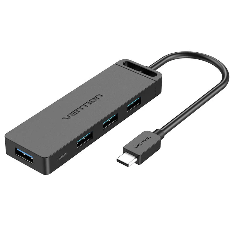 USB-хаб USB HUB 4-port USB Type-C Vention TGKBD, Black