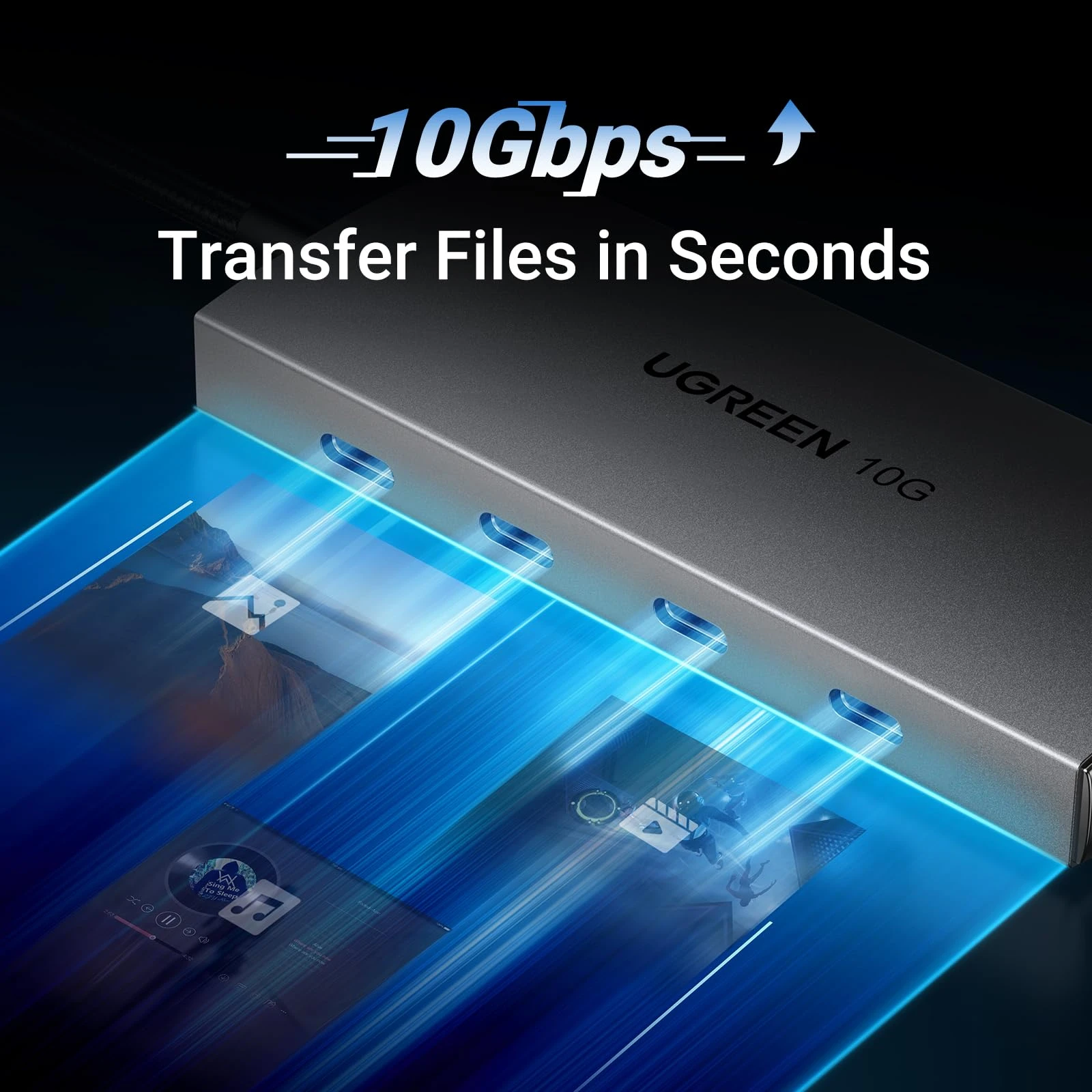 USB-хаб USB HUB 4-port USB 3.2 Ugreen CM480, Silver — 3