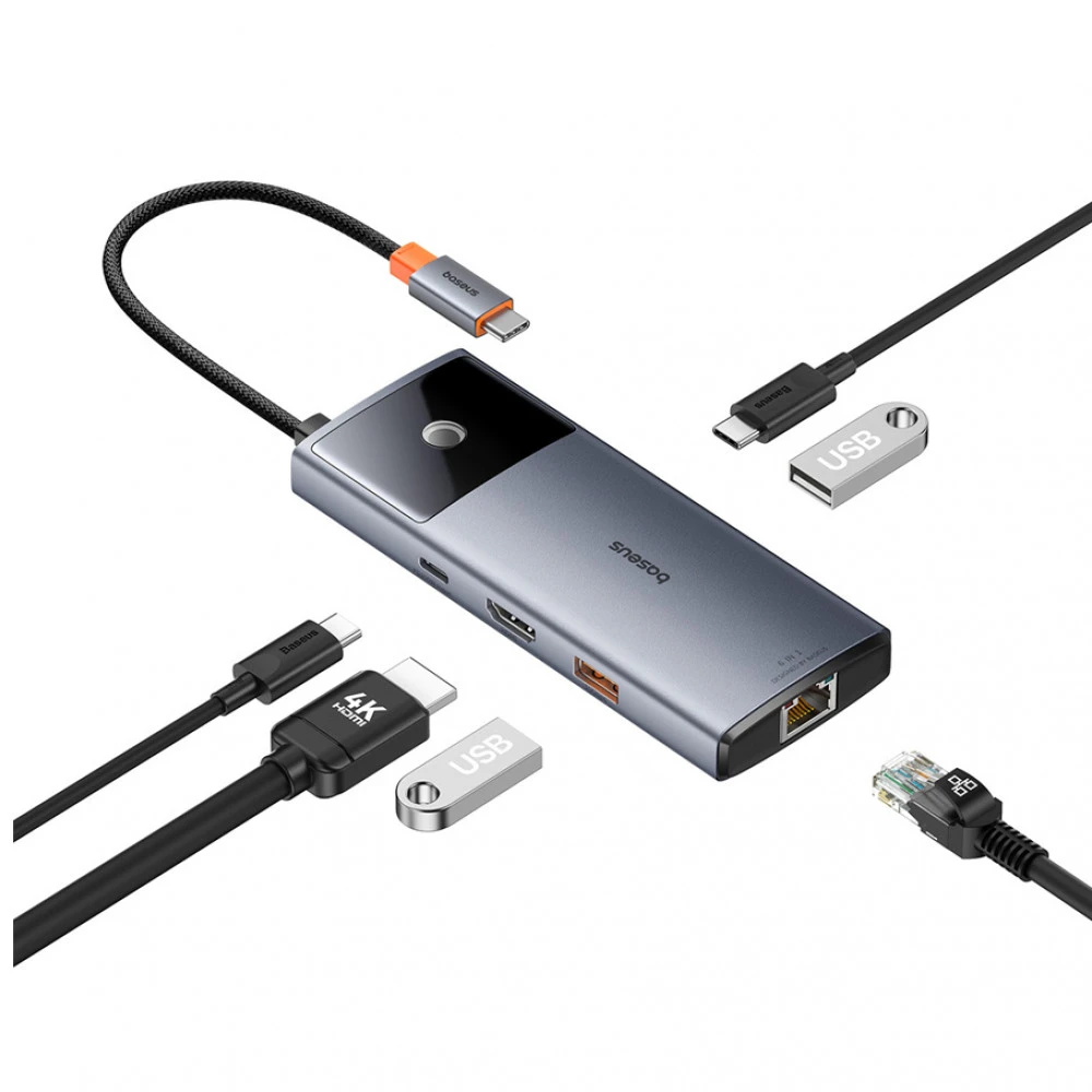 USB-хаб USB HUB 6-in-1 USB 3.2 Type-C Baseus Metal Gleam Series II  BS-OH099, Gray — 3