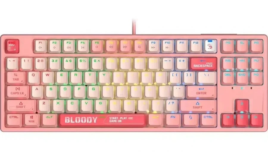 Игровая клавиатура Bloody S87, розовая