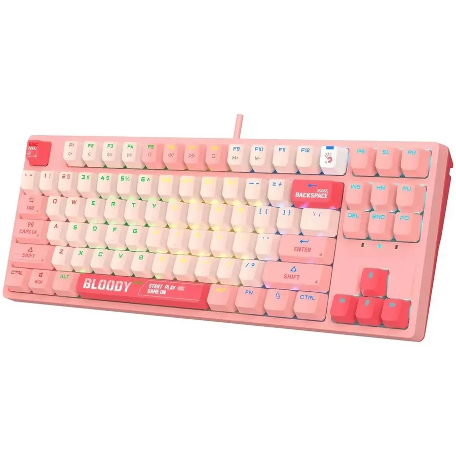 Игровая клавиатура Bloody S87, розовая — 2