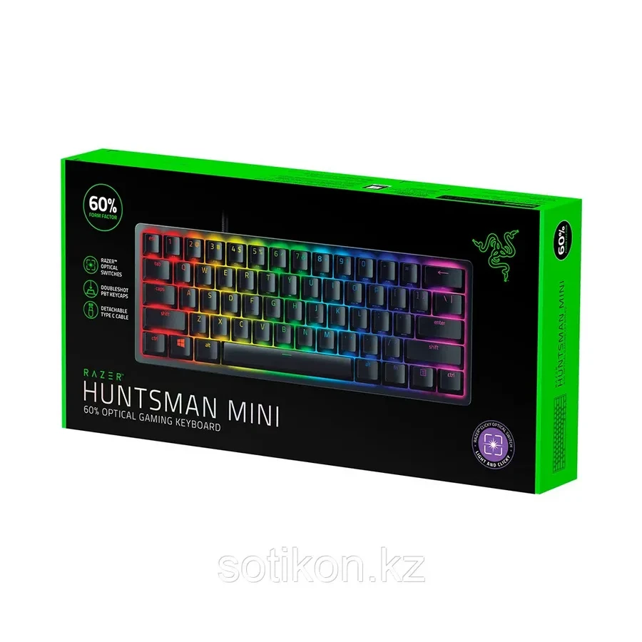 Игровая клавиатура Razer Huntsman Mini, оптическая, компактная, RGB, чёрная — 3