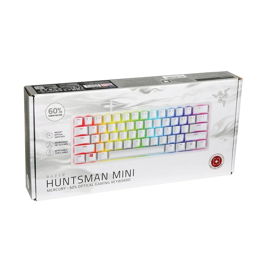 Игровая клавиатура Razer Huntsman Mini Red, оптическая, съёмный USB-C, RGB, белая — 3