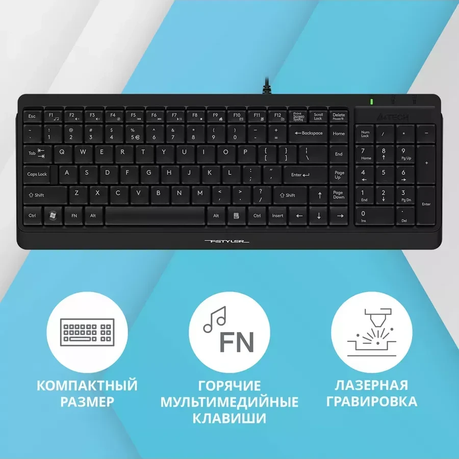 Клавиатура A4tech Fstyler FK15-2M, чёрный, USB
