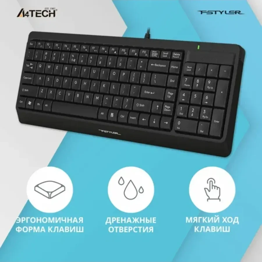 Клавиатура A4tech Fstyler FK15, чёрный, USB — 2
